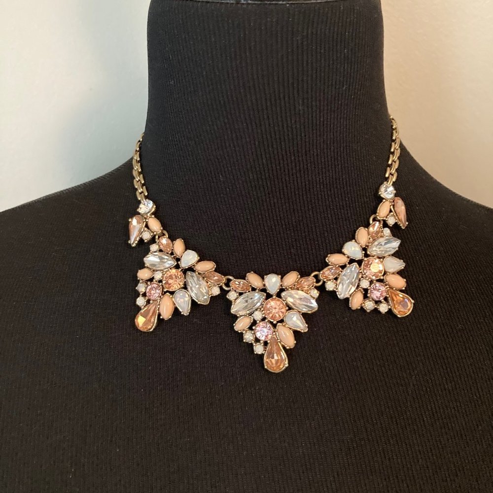 J. Crew Blush Tone Crystal Statement Necklace